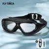 Gafas de Natación de Silicona, Marco Grande Electroplateado de Alta Definición, Antivaho, Impermeables, con Tapones para los Oídos Integrados, Gafas de Natación Unisex