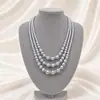 Collar de perlas de vidrio estilo cheongsam multicapa, nuevo estilo retro, cadena de clavícula, cadena de lana de doble capa, cadena de cuello de vidrio de tres capas