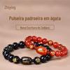 Obsidiana Natural Ágata Vermelha Novo Zodíaco Zodíaco Buming Buda Pulseira Masculina e Feminina Deus Guardião Escritura Cordão de Dinheiro