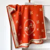 Bufanda de cachemira sintética para otoño e invierno para mujer, con patrón H, moderna y elegante, diseño jacquard engrosado, bufanda cálida, chal para habitación con aire acondicionado, calentador de cuello
