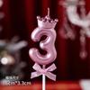 Corona Popular para Decoración de Pastel Lazo Vela de Número Oro y Plata 0-9 Corona para Niños Vela de Cumpleaños