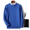 Nuevo Suéter de Cachemira para Hombre Otoño e Invierno 2023, Suéter de Lana de Punto Grueso con Cuello Redondo, Camisa Base Casual de Negocios para Jóvenes