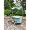 Carrinho de triciclo movido a pedal estilo europeu, triciclo de burro reversível, carrinho de barraca de comida multifuncional para feira noturna