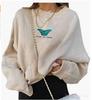 Suéter de cuello redondo con estampado de mariposa, sudadera de otoño e invierno, ropa informal de moda