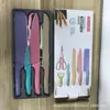 Venda Quente Transfronteiriça Conjunto de Facas com Cabo de Palha Conjunto Colorido de Seis Peças Conjunto para Presente Facas de Cozinha Domésticas Aço Inoxidável Celebridade da Internet