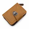 Carteira Masculina Retrô Transfronteiriça Porta-Cartões Multi-Slots Grande Capacidade Multifuncional PU Fosco Fivela de Liga Zíper Porta-Cartões Sanfonado