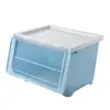 Caixa de Armazenamento Grande de Plástico Iridescente com Tampa Flip-Top Gabinete de Armazenamento Modular Empilhável Tampa Transparente Abertura Inclinada Prateleira Organizadora de Brinquedos