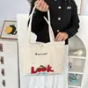 2025 Nuevo Bolso de Hombro de Algodón Acolchado con Bordado de Corazones Lindo Bolso de Mano de Cereza para Mujer Bolso de Gran Capacidad para Viajes Bolso Tote