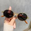 Gafas de sol nuevas 2025, montura ovalada retro de madera veteada, gafas de sol europeas y americanas, gafas de moda a prueba de rayos UV, gafas de comercio exterior.