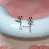 Arete de hueso de oreja con borla de mariposa y circonita, aretes de tuerca de tornillo, mini aretes exquisitos