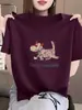Camiseta de Manga Corta de Algodón Puro de Verano Fina 2026 Nuevo Estilo Hombro Normal Cuello Redondo para Mujer, Top Versátil Elegante de Color Café a la Moda