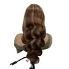 Conjunto de Peruca Frontal com Renda para Senhoras Africanas Cabelo Longo Cacheado Onda Grande Peruca Marrom com Renda Touca Perucas