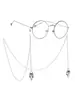 Cadena Metálica para Gafas Estilo Europeo y Americano con Cuentas Redondas Huecas, Antideslizante, Conservación del Color, Accesorios de Cadena Hechos a Mano con Perlas