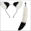 Sexy Metal Back Court Fox Plug Anal Hair Hoop Pelúcia Orelhas Cauda Bicolor Sexy SM Produtos Role Play