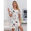 Camisón de Comercio Exterior para Mujer Verano Poliéster Algodón Manga Corta Nuevo Casual Delgado Estampado Floral Ropa para el Hogar Pijama para Usar Afuera