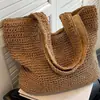 Suministros del Fabricante 2025 Nuevo Bolso de Paja Tejida Calado Casual Vacaciones Verano Playa Bolso de Hombro para Mujer