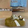 Versión de piel de vaca doble cordón punta redonda Zapatos de entrenamiento alemanes estilo mujer hace que los pies se vean más pequeños Zapatos Forrest Gump para mujer Zapatos de pan Zapatos deportivos casuales de un solo color