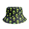 Chapéus de Pescador Masculinos e Femininos com Estampa de Caveira de Halloween Transfronteiriços Chapéus de Sol Estilo Escuro Chapéus de Balde Personalizados Atmosfera Festiva