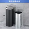 Cubo de basura de acero inoxidable con tapa, Cubo de basura redondo de pie con tapa abatible para vestíbulo de hotel, Uso doméstico grande con cubo interior