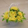 Cestas de Flores Artificiais de Seda em Estoque para Oferendas do Festival Qingming, Oferendas a Buda, Conjuntos de Cestas de Flores Crisântemo Realistas de Alta Qualidade