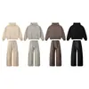 BE Ropa para Hombre Otoño Old Money Estilo Lujo Silencioso Sudadera con Capucha Holgada de Hombro Caído y Tejido jaspeado Conjunto de Pantalones Rectos Hombre