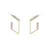 Brilho Estelar Geometria Argola de Prata S925 Diamante Brilhante Estilo Ins Celebridade da Internet Argolas com Moldura Quadrada Argolas Elegantes Estilo Executivo B148