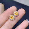 Aretes Fanta Naturales de Alta Claridad y Fuego Deslumbrante, Piedra Suelta 5*6mm, Plata de Ley S925, Engaste Finamente Elaborado