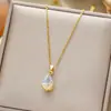 Collar de acero de titanio de lujo y ligero para mujer, colgante de circonitas exquisito, sencillo y combinable, cadena de clavícula de celebridades de Internet, joyería de alta calidad.
