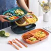 Plato individual transfronterizo de paja de trigo plato dividido de plástico plato para comida rápida plato para frutas plato para comidas de pérdida de peso plato de tres compartimentos comercial