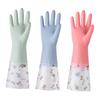 Guantes para tareas domésticas con boca extendida para lavar platos y ropa, para limpieza de cocina y cocina, para mujer, de goma, impermeables, para trabajo doméstico, duraderos