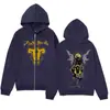 Moletom com Zíper Estampado de Touro Diabólico Design Simples Moderno Jaqueta Cardigan Moletom Solto Casual