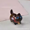 Escultura de Madeira de Sândalo Gatinho Fofo Gato Curioso Gato Confiante Madeira Arco-Íris Gatinho Mini Ornamento de Mesa Artesanato