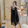 Ropa de dormir para mujer de verano, Vestido camisola de seda helada, Bata sexy, Seda de alta gama, Hermoso diseño en la espalda, Vestido corto holgado talla grande, Ropa de estar