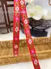 Laço de fita festivo estilo chinês vermelho grande de 1,0-1,7 cm acessórios para roupas de minorias étnicas atacado