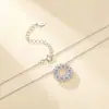 Collar de Plata de Ley S925 con Moissanita, Diseño de Círculo Hueco con Escalera, Estilo Nuevo Europeo y Americano, Sensación de Lujo Ligero y Gama Alta, Cadena para Clavícula