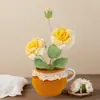 Amazon Transfronteiriça Produtos Acabados Crochê à Mão Vaso de Rosa Margarida Pote de Lã Flor Simulada Bonsai de Mesa Atacado
