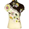 Novo cheongsam de estilo chinês retro-modernizado com estampa floral e bordado, top de manga curta com gola alta, design abotoado, detalhes vazados, corte justo para mulheres