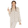 Pijama Casual y Cómodo de Seda Helada para Mujer con Lunares, Cuello en V, Mangas Largas, Conjunto de Ropa para el Hogar, Seda Simulada, Delgado, Primavera y Verano