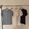 Camiseta Top de Renda Bolha Malha Estilo Verão Coreano Novo Quatro Cores Cor Sólida Proteção Solar Estilo Japonês