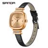 Relógio Feminino Sanda de Quartzo Pequeno Simples de Alto Valor, Elegante, Versátil, Levemente Luxuoso, À Prova D'água, Quadrado Pequeno, Cor de Açúcar