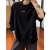 Moletom Masculino Gola Redonda Estilo Americano Primavera e Outono Dividido Desconstrução Patchwork Rebites Marca Tendência Solto Casual Versátil Blusa de Puxar