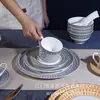 Plato Plano de 10 Pulgadas Serie Carruaje Tirado por Caballos de Porcelana Ósea Clásica Marca H Plato para Servir Comida Occidental de Hotel Tazón de Sopa Mosaico Taza de Café
