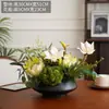 Mesa de centro floral simulada de lujo de alta gama, mesa de comedor para sala de estar, adornos de flores artificiales, jarrón geométrico creativo, decoración de hotel, arreglo floral