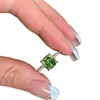 Anel Pequeno Cubo Verde Brilhante com Diamantes Vintage para Mulheres, Design Simples de Nicho, Luxo Leve, Elegante, Anel Aberto da Moda para o Dedo Indicador