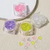 Caja de Botella Cuadrada Aurora Brillo Fino Camaleón Corazón Arte de Uñas Joyería Diamante Ab Colorido Fondo Transparente Bailarinas con Forma de Corazón Fondo Diamante Super Brillante