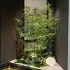 Planta Verde de Bambú Artificial Paisajismo Adorno de Interior Decoración de División Maceta de Piso Decoración Estilo Zen Planta Biomorfa