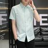 Camisa de Verano de Manga Corta para Hombre Estilo Coreano Ajustada a la Moda Guapo Camisa de Hombre Rayada Casual de Negocios Manga Media