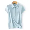 26 Camisa Polo Nueva para Mujer Primavera/Verano Mezcla de Lyocell y Lana Corte Ajustado Hombro Normal para Viajes Camisa con Botón Dorado