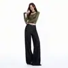 Jeans de pierna ancha talla grande para mujer, de algodón lyocell azul oscuro transfronterizos, nuevo estilo liso de pierna recta con caída para principios de otoño de 2026