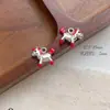 Gato de la Suerte y Caballo de Aleación Símbolo de Fortuna Unilateral Rojo Año Nuevo DIY Colgante Pequeño Decoración con Cuerda Accesorios de Joyería Hechos a Mano